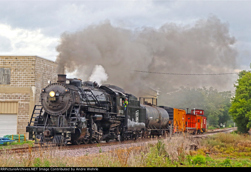 Approaching Jackson Street with the full Steam Locomotive Heritage Association display train in tow